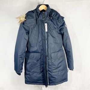 Noize Nora Faux Fur Trim Hooded Parka Jacket Navy Size XS